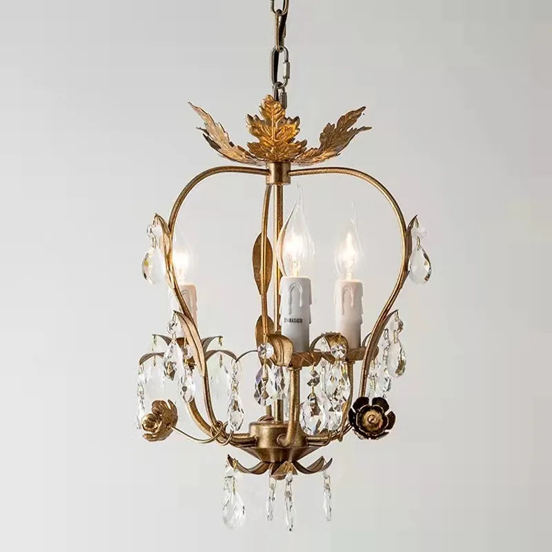 DecorBites™ Iron Crystal Chandelier for Corridor Bedroom Restaurant Bar Hanging Lamps