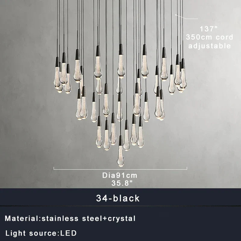 DecorBites™ Brass Crystal Ceiling Pendant Light Luxury Large Home Decor Fixture