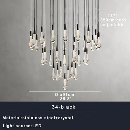 DecorBites™ Brass Crystal Ceiling Pendant Light Luxury Large Home Decor Fixture