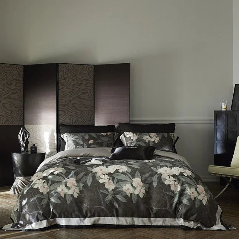 DecorBites™ Cotton Bedding Set King Queen Full Print Sheet Cover Pillowcase Linens