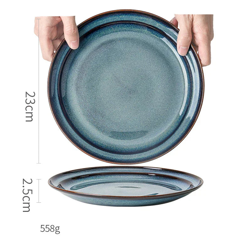 DecorBites™ Beautiful Blue Ceramic Bowl Kiln Dinnerware Dish