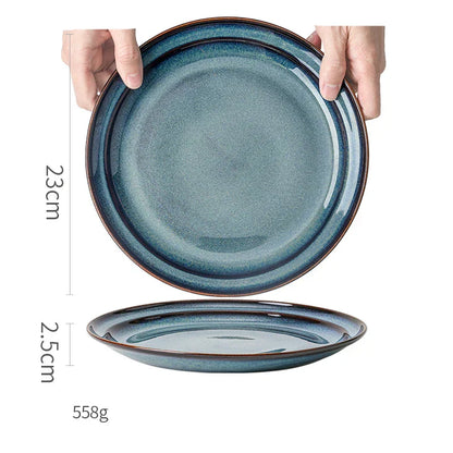 DecorBites™ Beautiful Blue Ceramic Bowl Kiln Dinnerware Dish