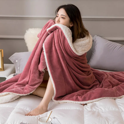 DecorBites™ Cozy Lambswool Flannel Blanket for Sofa, Office, and Bed