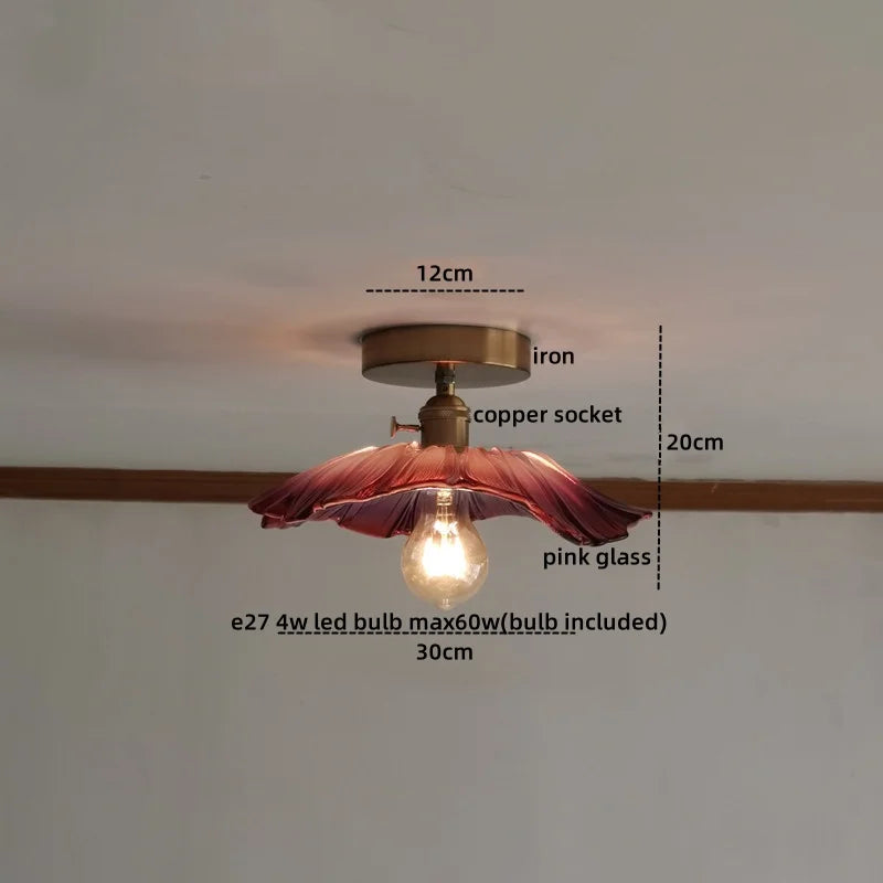DecorBites™ Green Glass LED Ceiling Light Modern Iron Copper Lampara Techo for Home Decor