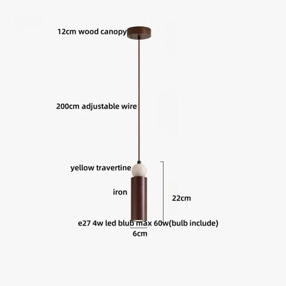 DecorBites™ Iron LED Pendant Light Fixture for Home Living Room, Restaurant Yellow Travertine Ball Hang Lamp