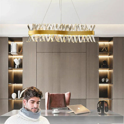DecorBites™ Gold Metal S Shape Lustre LED Pendant Lamp for Luxe Living & Dining Spaces