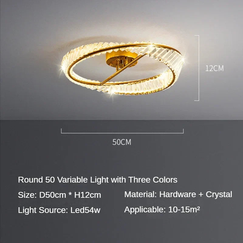 DecorBites™ Crystal Ceiling Lamp: Modern Rings Dining Room LED Light Luster