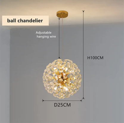 DecorBites™ Gold Crystal Chandelier: Luxury LED Hanging Lamp for Living and Dining Room
