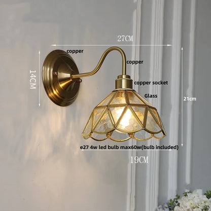 DecorBites™ Blue Glass Copper LED Wall Light Fixture Stair Bar Restaurant Bedroom E27