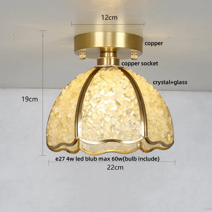 DecorBites™ Copper Canopy LED Ceiling Light Glass Crystal Nordic Modern Decor for Home