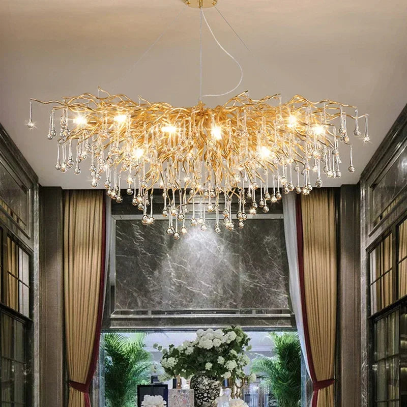 ™ Gold Crystal Ceiling Chandelier for Elegant Home Lighting