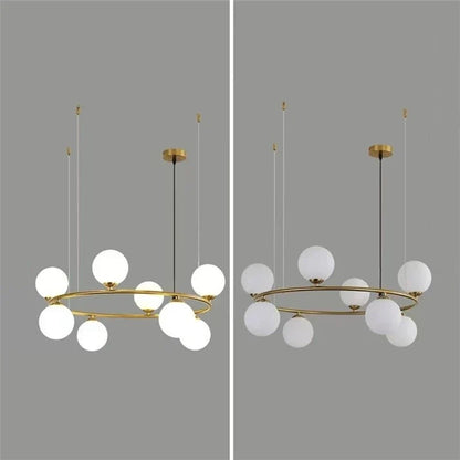 DecorBites™ Glass Ball Pendant Light Chandelier, Height Adjustable Metal G9 Bulb Lamp