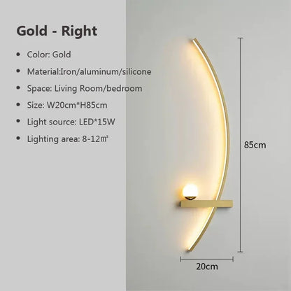 DecorBites™ Black Gold Modern Wall Sconce for Bedroom Study Home Indoor Lighting