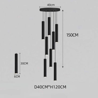 DecorBites™ Black LED Crystal Staircase Chandelier: Modern Nordic Design, Creative Island Hanging Lamp