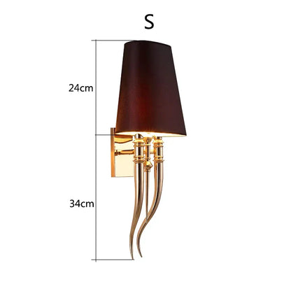 DecorBites™ Iron Claw Horn Wall Sconce with Cloth Lampshade for Bedroom and Living Room