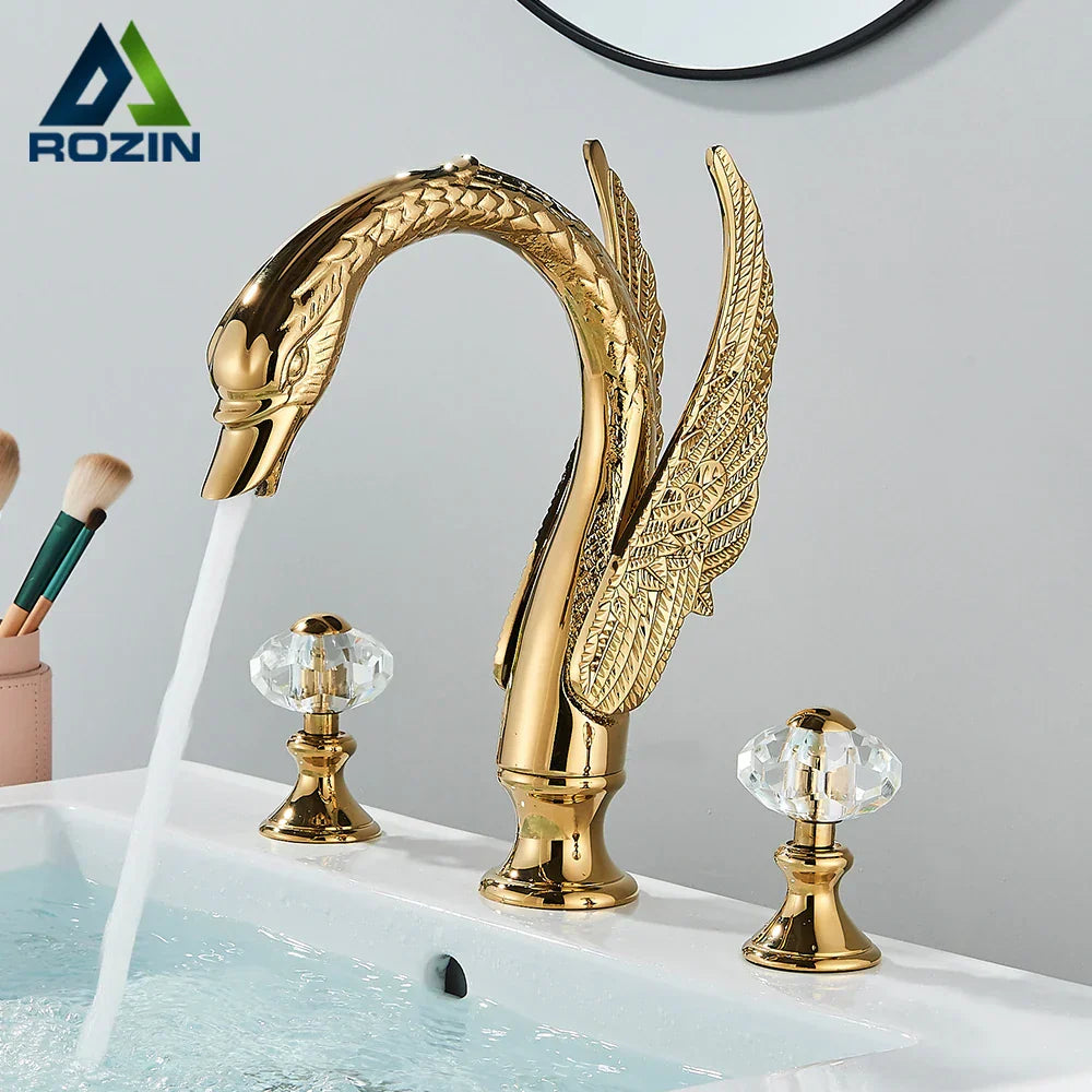 ™ Golden Swan Crystal Dual Handle Basin Tap