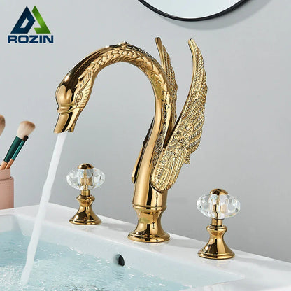 ™ Golden Swan Crystal Dual Handle Basin Tap