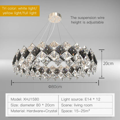 DecorBites™ Crystal Chandelier: Postmodern Luxury Pendant for Living Room, Bedroom, and Restaurant