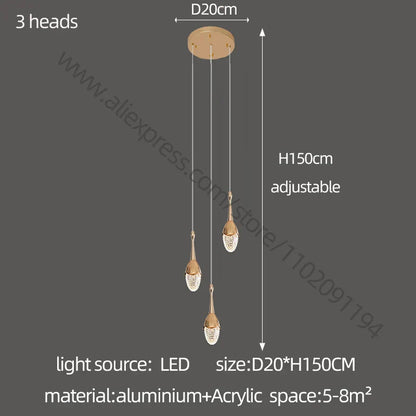 DecorBites™ Gold LED Staircase Chandelier: Elegant Luxury Large Pendant Lamp for Living Room