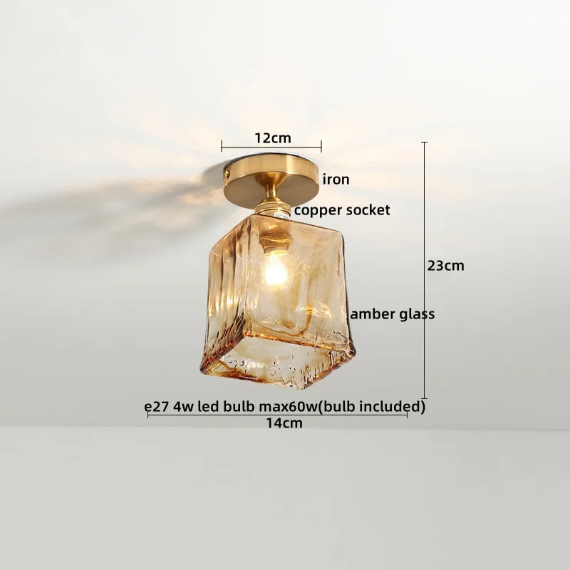 DecorBites™ Green Glass LED Ceiling Lamp for Home Living Room and Hallway Lighting