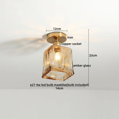 DecorBites™ Green Glass LED Ceiling Lamp for Home Living Room and Hallway Lighting