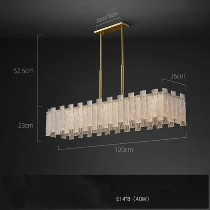 DecorBites™ Art Deco Golden Copper Glass Chandelier LED Lighting Fixture