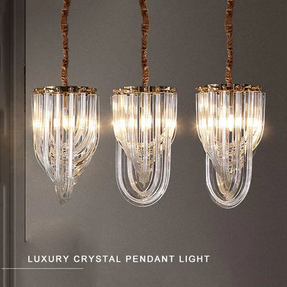 DecorBites™ Black Stainless Steel Crystal Glass Ceiling Chandelier - LED Dimmable Luxury Nordic Light
