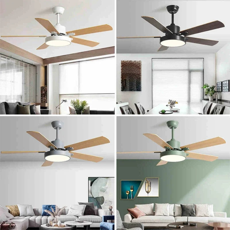 DecorBites™ 56" Wooden LED Ceiling Fan with Pure Copper Motor & 5-Blade Light