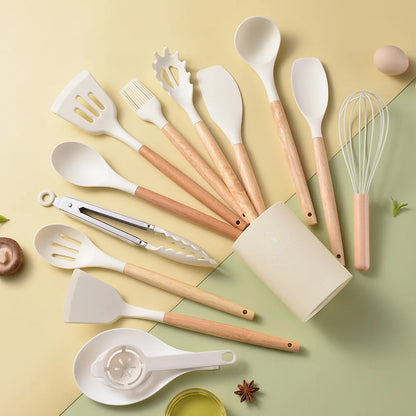 DecorBites™ 14-Piece Silicone Kitchen Utensil Set with Storage Box | Heat-Resistant Cooking Tools