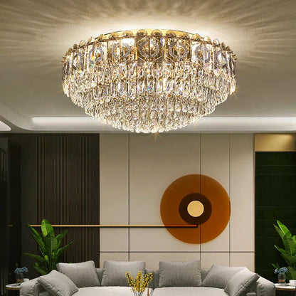 DecorBites™ Crystal Ceiling Lamp: Modern Simple Golden Round Light for Living Room, Bedroom, Study
