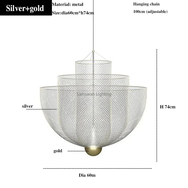 DecorBites™ Geometric Iron Chandelier | Nordic Loft Pendant Light Fixture