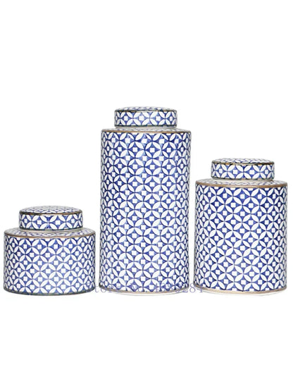 DecorBites™ Chinese Retro Ceramics Golden Vase with Cover for Home Décor and Organization
