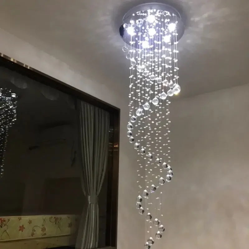 ™ Large LED Crystal Spiral Chandelier for Modern Living Room, Staircase, Bedroom, Hotel