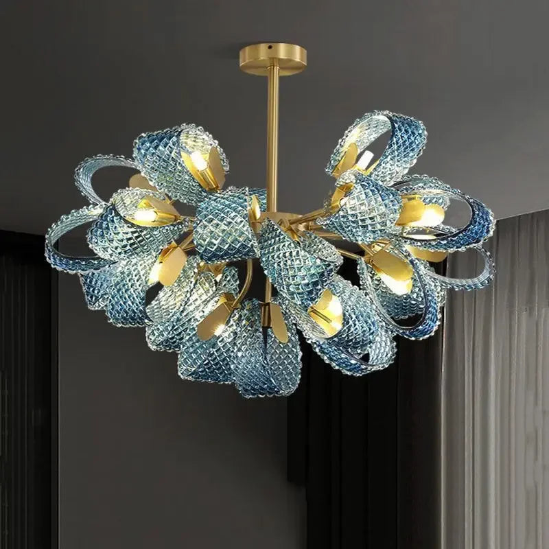™ Luxe Copper Leaf LED Ceiling Chandelier for Home, Bedroom, and Dining Room