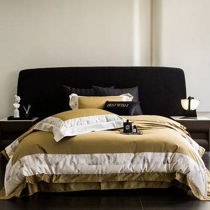 DecorBites™ Luxe Egyptian Cotton Bedding Set - Full Queen King Duvet Cover Flat Sheet Pillowcases