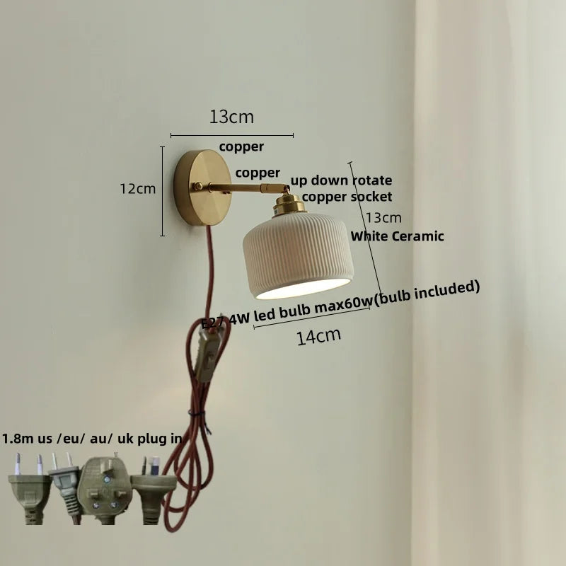 DecorBites™ Ceramic LED Wall Light with Pull Chain Switch, Nordic Modern Design