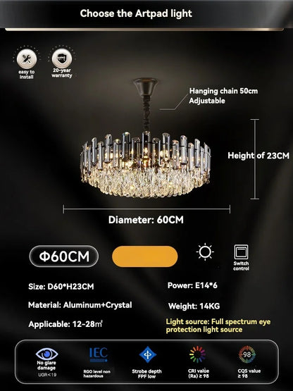 DecorBites™ Gold Crystal Ceiling Chandelier: Luxury Modern LED Pendant for Home Décor