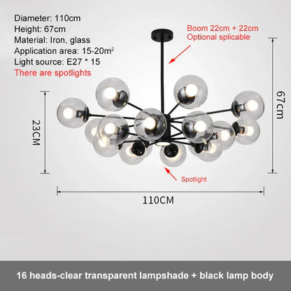 DecorBites™ Glass Ball LED Chandelier for Bedroom and Dining Room