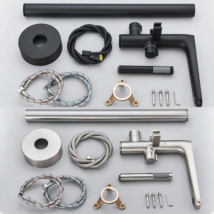 DecorBites™ Dual Handle Black Waterfall Bathtub Faucet Floor Standing Set for Bathroom
