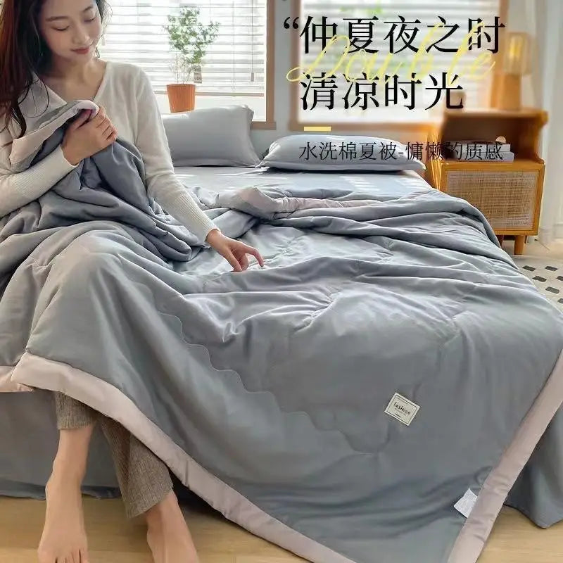 DecorBites™ Cooling Cotton Quilt with Washable Core for Single Bed in Dorm