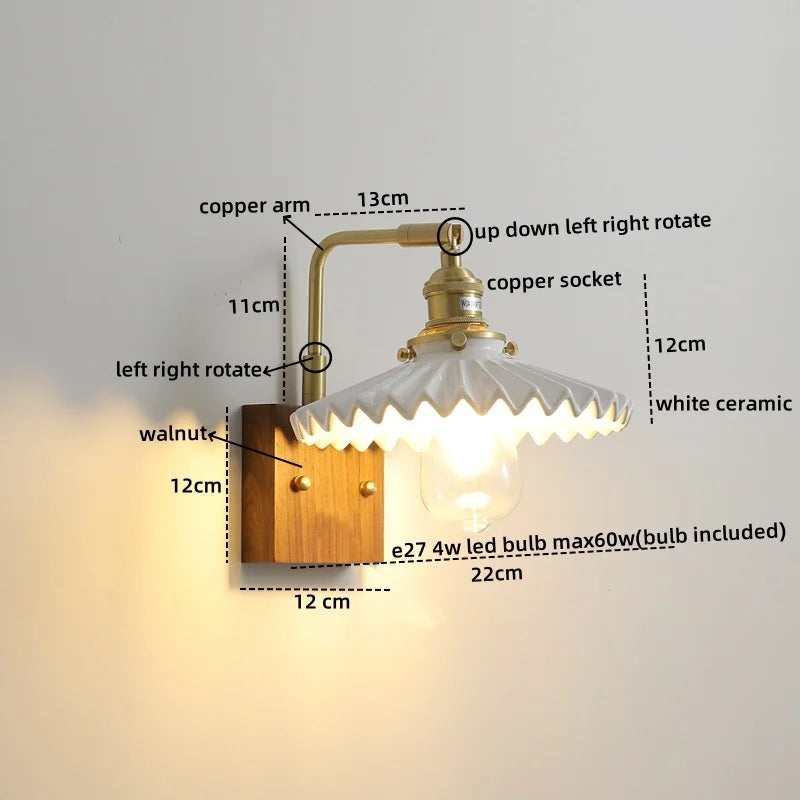 DecorBites™ Ceramic LED Wall Lights with Pull Chain Switch, Nordic Bedside Lamp for Home Decor