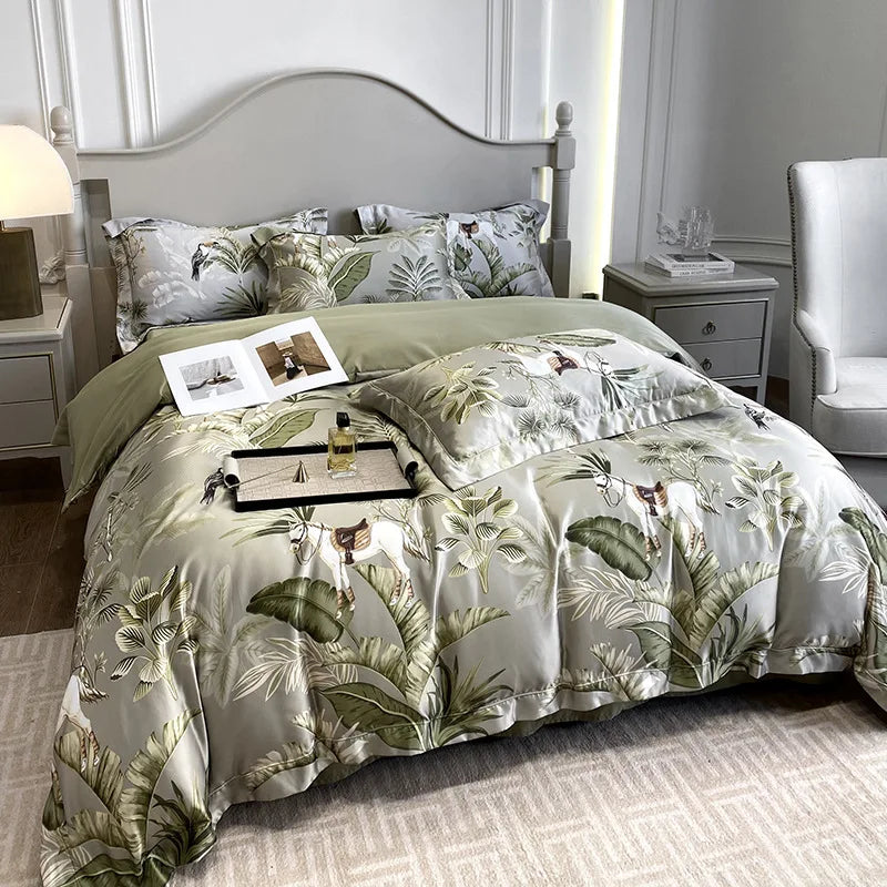 DecorBites™ 3D Printed Faux Silk Bedding Set - Cooling, Skin-Friendly, Non-Fading Comfort