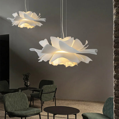 DecorBites™ Love Me Not Chandelier: Simple White Flower Lamp for Bedroom or Kitchen