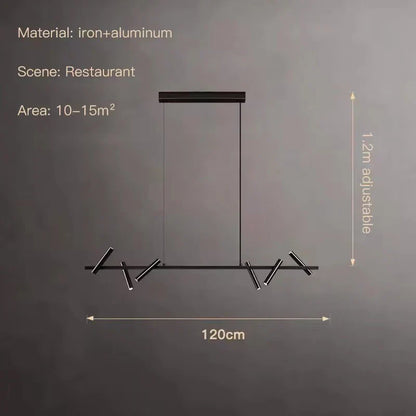 DecorBites™ Black LED Spot Chandelier: Modern Minimalist Rotatable Hanging Lamp for Home Decor