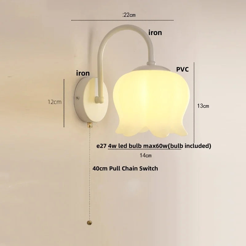 DecorBites™ Iron LED Wall Sconce Pull Chain Switch Stair Light Fixtures for Modern Home