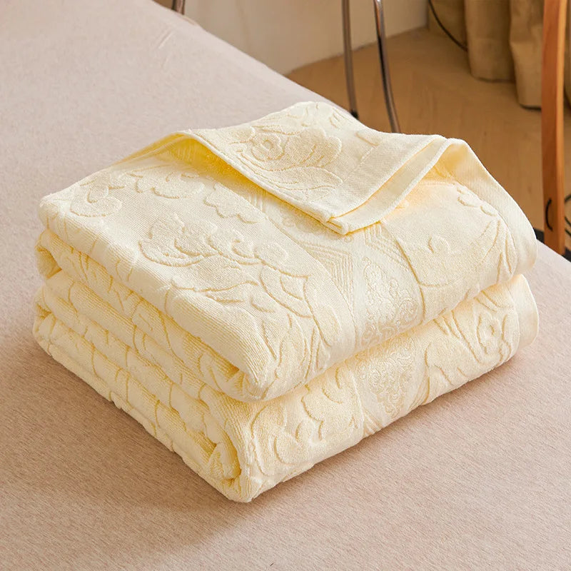 DecorBites™ Cotton Jacquard Towel Blanket for Adult Summer Air Conditioning, Sofa Cover