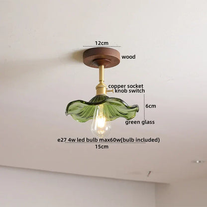 DecorBites™ Glass Wood LED Ceiling Light Nordic Design for Living Room & Corridor