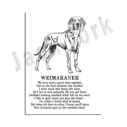 DecorBites™ Dog Breed Poetry Poster Collection: Vizsla, Pomeranian, Manchester Terrier, and More