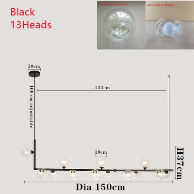 DecorBites™ Dual Glass Lamp Ceiling Chandelier LED Suspension Light for Dining and Kitchen