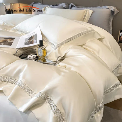 DecorBites™ Eucalyptus Fiber Lace Bedding Set for Soft, Silky & Cool Skin-friendly Comfort